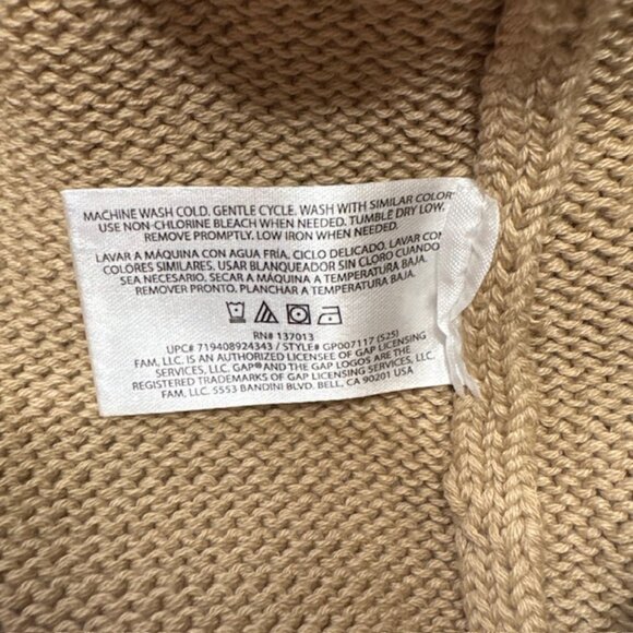 GAP Crewneck Sweater Camel L Ribbed Neck Cuffs Waist Cotton Pullover - Picture 5 of 6